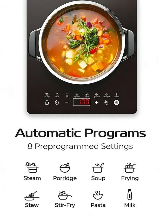 Brinaoki Portable Induction Cooktop Induction Stove Burner With Ultra Thin Body,Low Noise Hot Plate With Sensor Touch Single Electric Cooktops Countertop Stoveck - Image 4