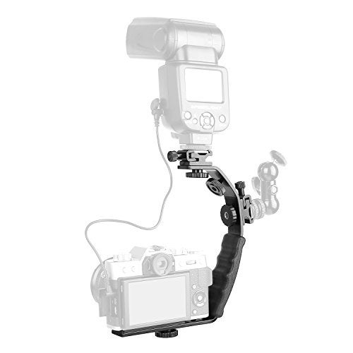 ChromLives Camera L Bracket Mount Video Grip L-Bracket with Dual Flash Cold Shoe Mount 1/4'' Tripod Screw, Heavy Duty Padded Hand Grip for DSLR Camera Camcorder (Updated) - Image 2