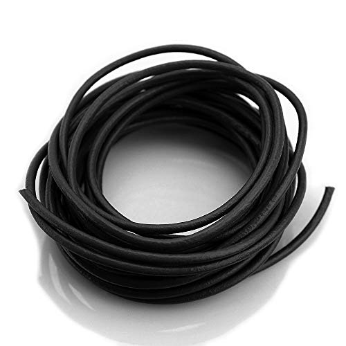 LolliBeads (TM) 3 mm Genuine Round Leather Cord Braiding String Black 5 Meters (5 Yards) - Image 2