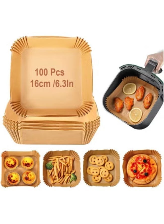 SKAFA Air Fryer Paper Square 16CM 100Pcs | Air Fryer Liner | Air Fryer Paper Plate, Baking Paper, Air Fryer Parchment Paper, Non-Stick Oil-Proof Air Fryer Liners. - Image 2