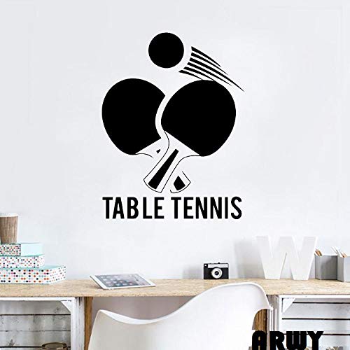 Roonir Gym Wall Stickers Table Tennis Wall Vinyl Decal Ping Pong Sport Design Wall Art Mural Gym Wall Poster Decoration Sports Lover Wallpaper Size58X58 cm