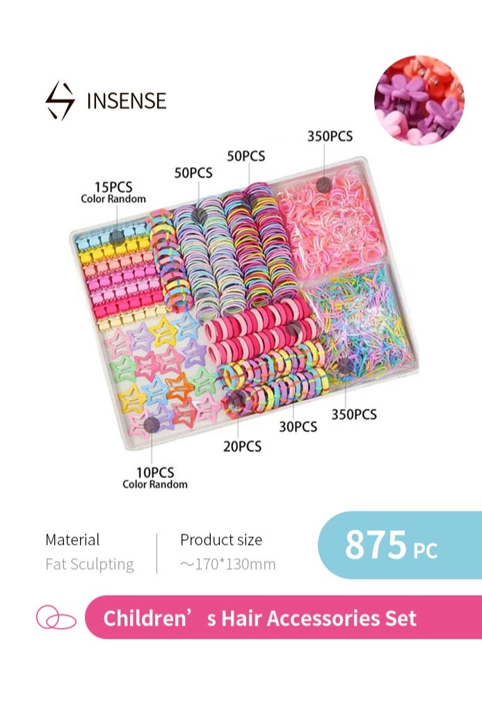 INSENSE Children’s Hair Accessories Set - 875 Pieces Star-Shaped Hair Clips and Headbands Gift Box Set for Girls - Image 1