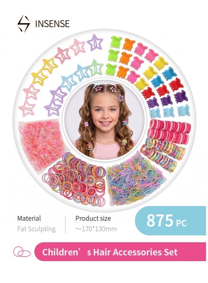 بالمعنى مجموعة إكسسوارات شعر للبنات الصغيرات 875+ قطعة - ربطات شعر للأطفال بدون ضرر، مشابك شعر كبس على شكل نجوم للأطفال، مشابك فك صغيرة بتصميم فراشة، مطاطيات صغيرة للضفائر، طقم إكسسوارات شعر للبنات الصغيرات. - Image 1