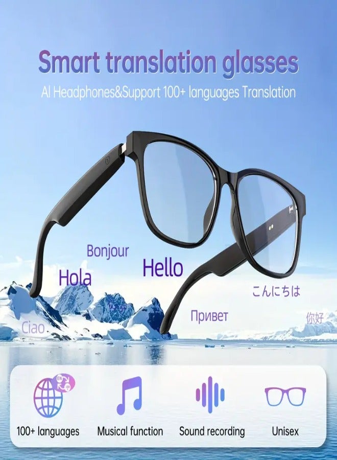 New Smart Wireless Translation Glasses – HD Voice Calls, Open-Ear Music, Real-Time Translation in 100+ Languages, Music Control, Voice Assistant, USB Rechargeable, Magnetic Charging, Lightweight & Comfortable for Outdoor, Driving, Travel , Transparent Anti Blue Light - Image 1