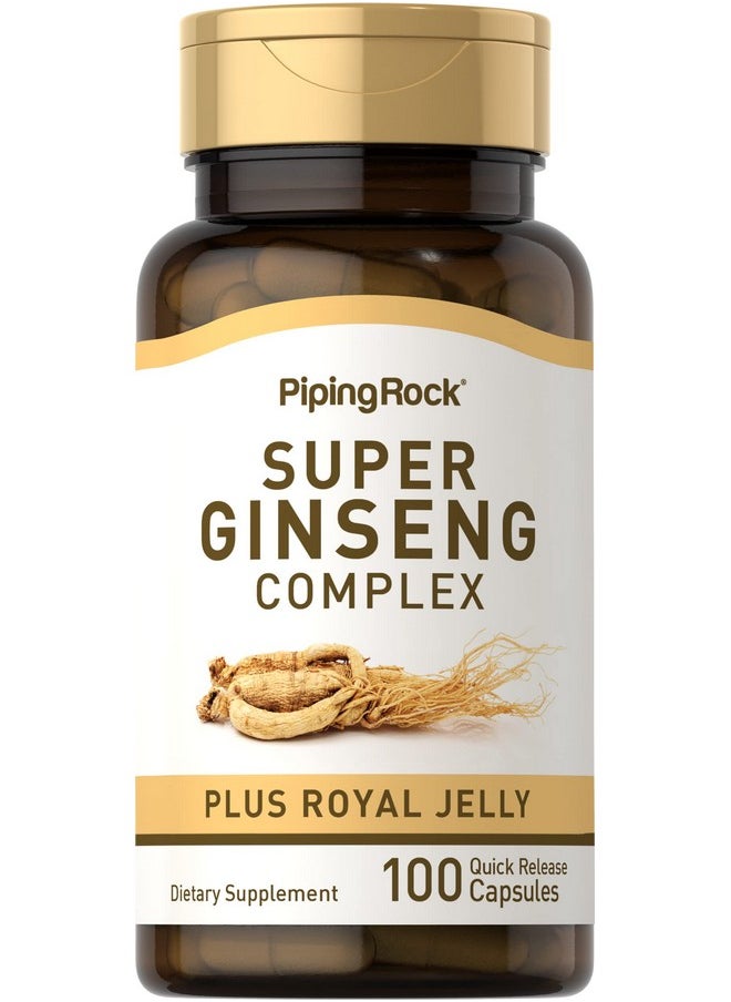 Piping Rock - Ginseng Extract Complex ; 100 Capsules ; With Royal Jelly ; Nongmo Gluten Free Supplement - Image 1