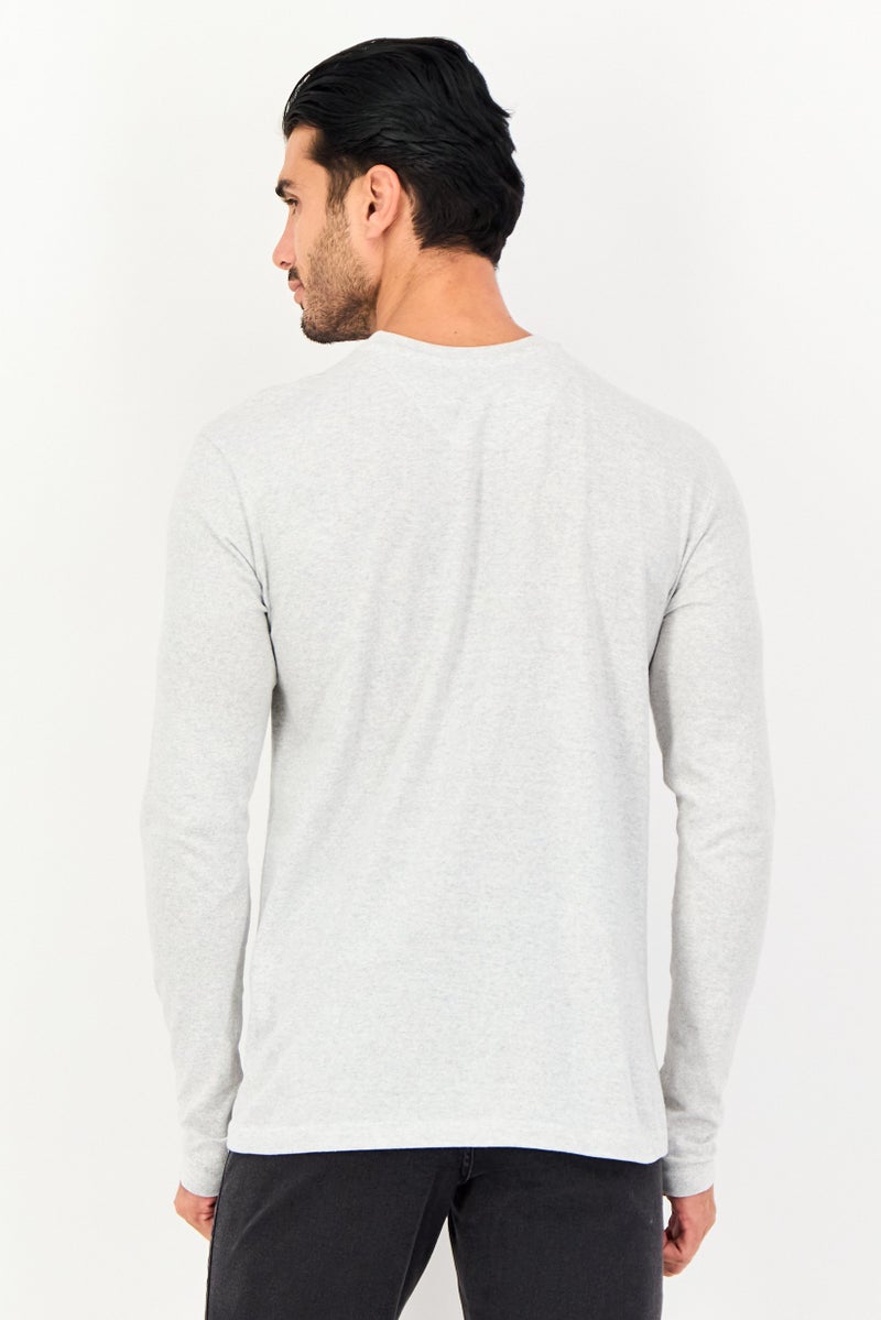 KANGOL تي شيرت رجالي بأكمام طويلة بياقة دائرية، رمادي - Image 3