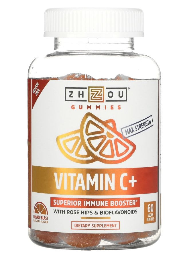 Zhou Nutrition Vitamin C+ Orange Blast 60 Vegan Gummies 