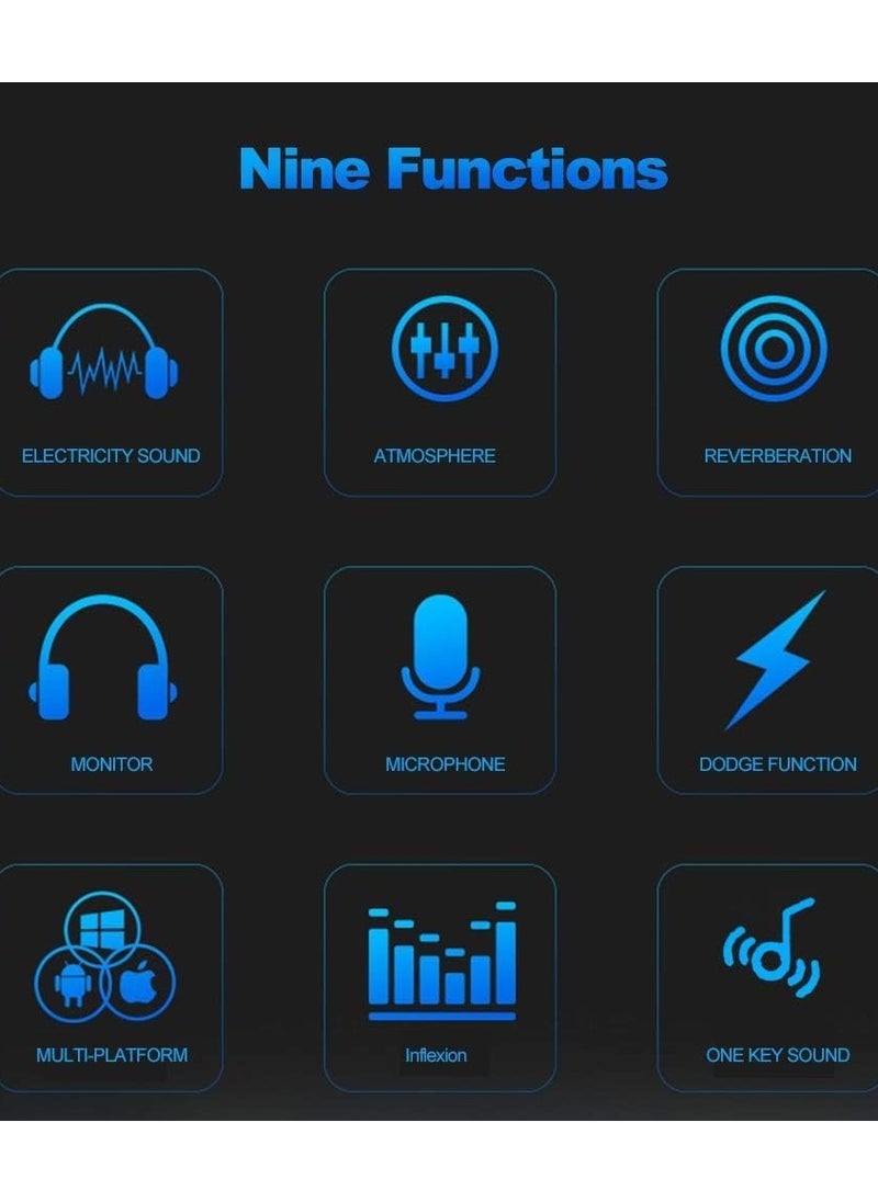 Festive Gallery - V8 Live Sound Card Bluetooth Sound Mixer Board 3.5mm Audio Interface with 16 Sound Effects 6 Connecting Methods Dual DSP Noise Reduction Chip For Live Streaming Recording Game PC (V8 AMP) - Image 1