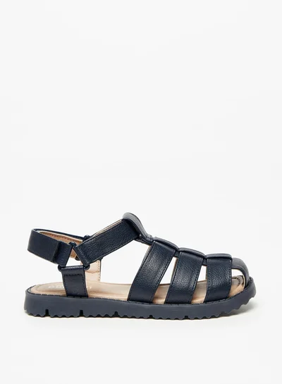 سيد دوتشيني Boys Textured Strap Sandals with Hook and Loop Closure