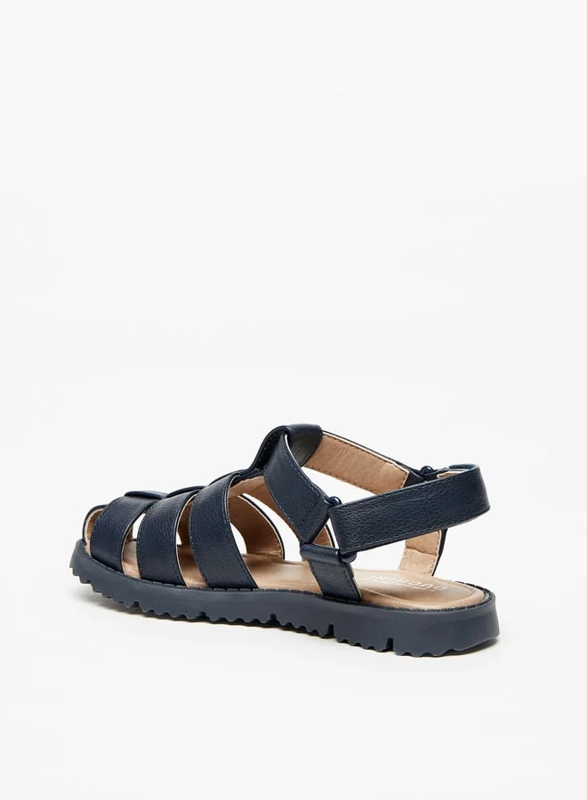 سيد دوتشيني Boys Textured Strap Sandals with Hook and Loop Closure