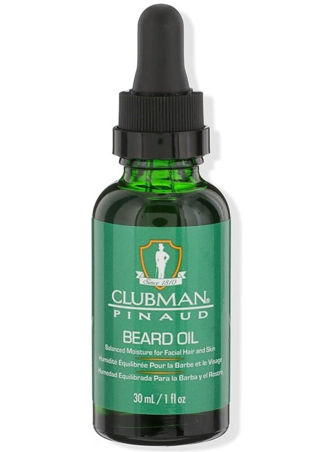 Clubman Pinaud Beard Oil, Balanced Moisture for Facial Hair and Skin, 1 oz - Image 1