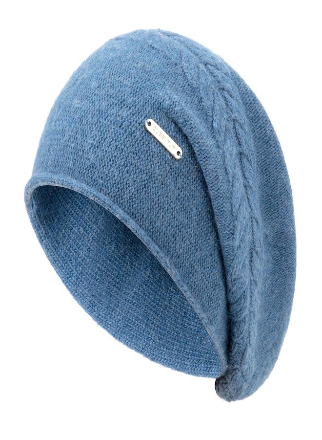 QUEENFUR Knit Slouchy Beanie Hats for Women Cashmere Ski Cap Knitted Wool Soft Warm Winter Hat, B12-dark Blue, One size - Image 1