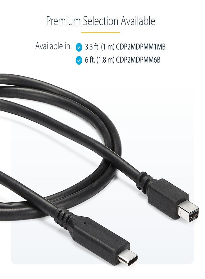 StarTech.com 1m / 3.3ft USB-C to Mini DisplayPort Cable - 4K 60Hz - Black - USB 3.1 Type C to mDP Adapter (CDP2MDPMM1MB) - Image 5