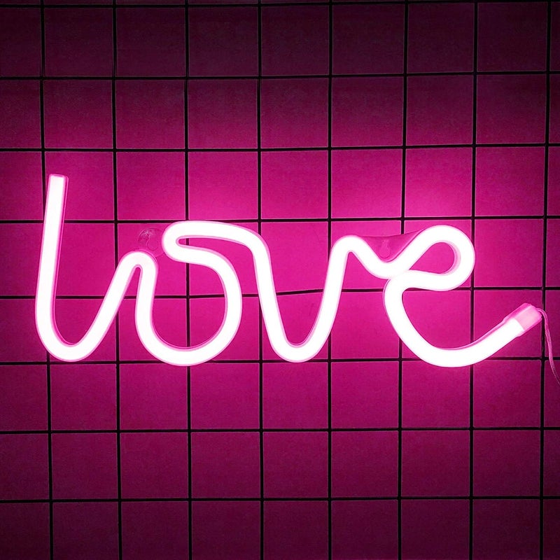 AEC USB and Battery Powered Love Neon Sign Display Prop LED Lighting for Home Wall Decorations Ideas Pink - Image 3