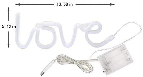 AEC USB and Battery Powered Love Neon Sign Display Prop LED Lighting for Home Wall Decorations Ideas Pink - Image 5