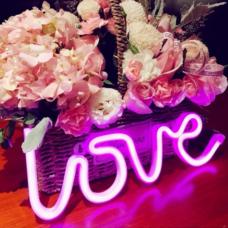 AEC USB and Battery Powered Love Neon Sign Display Prop LED Lighting for Home Wall Decorations Ideas Pink - Image 4
