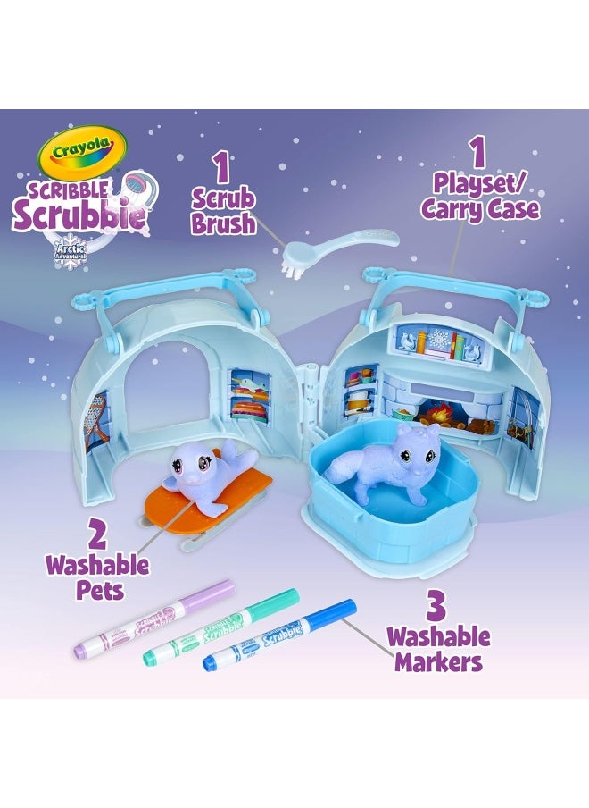 Crayola حقيبة تخزين قابلة للتغيير باللون من Scribble Scrubbie Pets Arctic Igloo هدية للبنات والأولاد  - Image 5