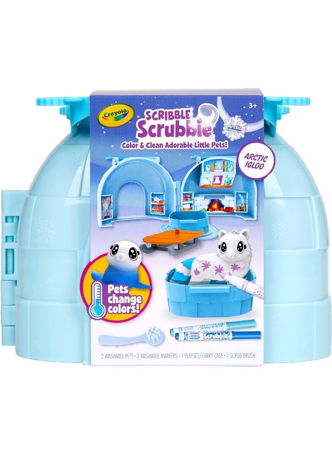 Crayola حقيبة تخزين قابلة للتغيير باللون من Scribble Scrubbie Pets Arctic Igloo هدية للبنات والأولاد  - Image 1