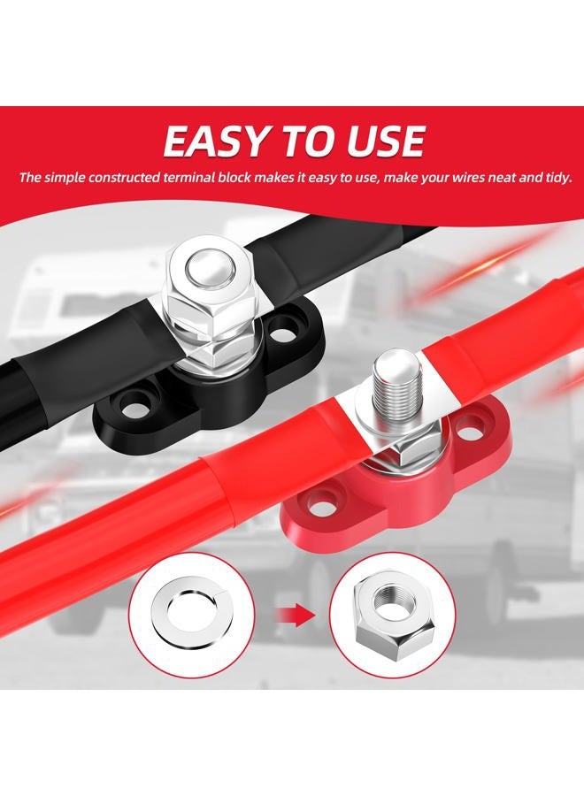Joinfworld Power Distribution Block 12V 3/8" Single Stud Bus Bar M10 Insulated Battery Post Junction Block for Marine Boat Automotive - Positive&Negative - Image 5