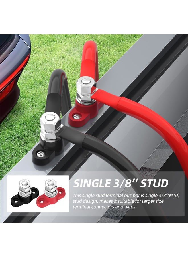 Joinfworld Power Distribution Block 12V 3/8" Single Stud Bus Bar M10 Insulated Battery Post Junction Block for Marine Boat Automotive - Positive&Negative - Image 3