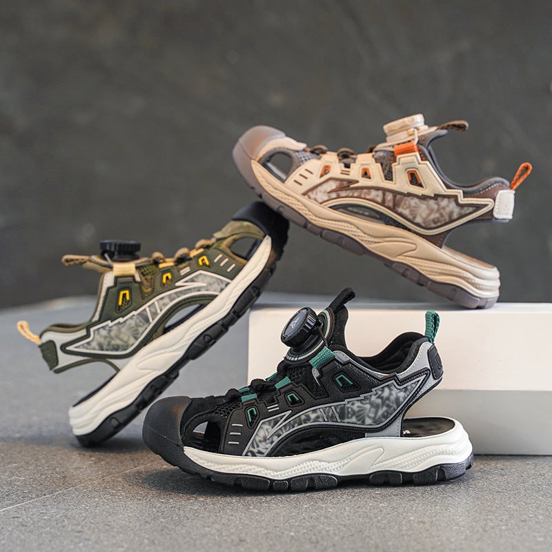 Children'S Sandals 2025 Summer Boys Hollow Beach Shoes New Boys Breathable Mesh Sports Heap Shoes Summer - Image 5