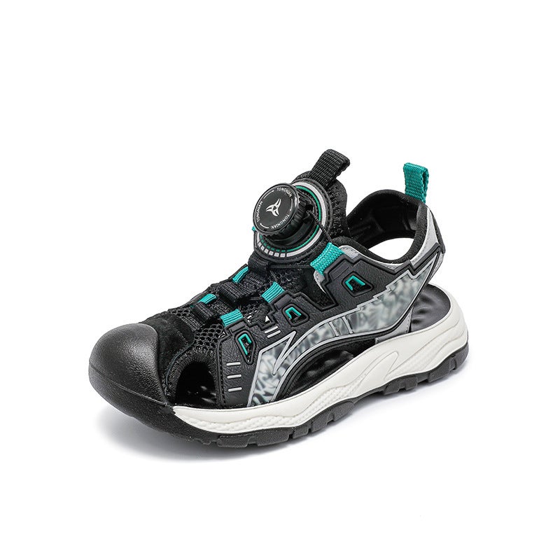 Children'S Sandals 2025 Summer Boys Hollow Beach Shoes New Boys Breathable Mesh Sports Heap Shoes Summer - Image 1