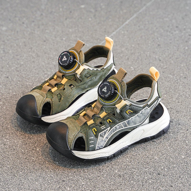 Children'S Sandals 2025 Summer Boys Hollow Beach Shoes New Boys Breathable Mesh Sports Heap Shoes Summer - Image 3