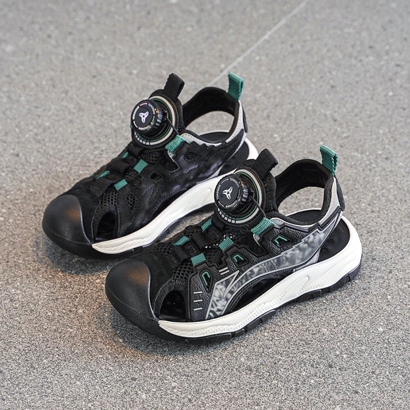 Children'S Sandals 2025 Summer Boys Hollow Beach Shoes New Boys Breathable Mesh Sports Heap Shoes Summer - Image 4