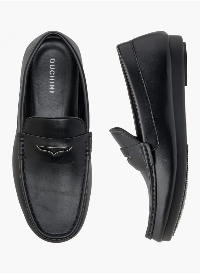 DUCHINI Men's Solid Slip-On Moccasins with Cutout Detail  - Image 2