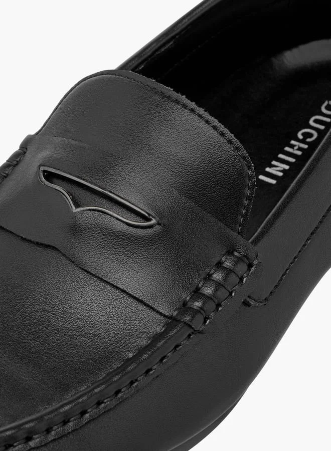 DUCHINI Men's Solid Slip-On Moccasins with Cutout Detail