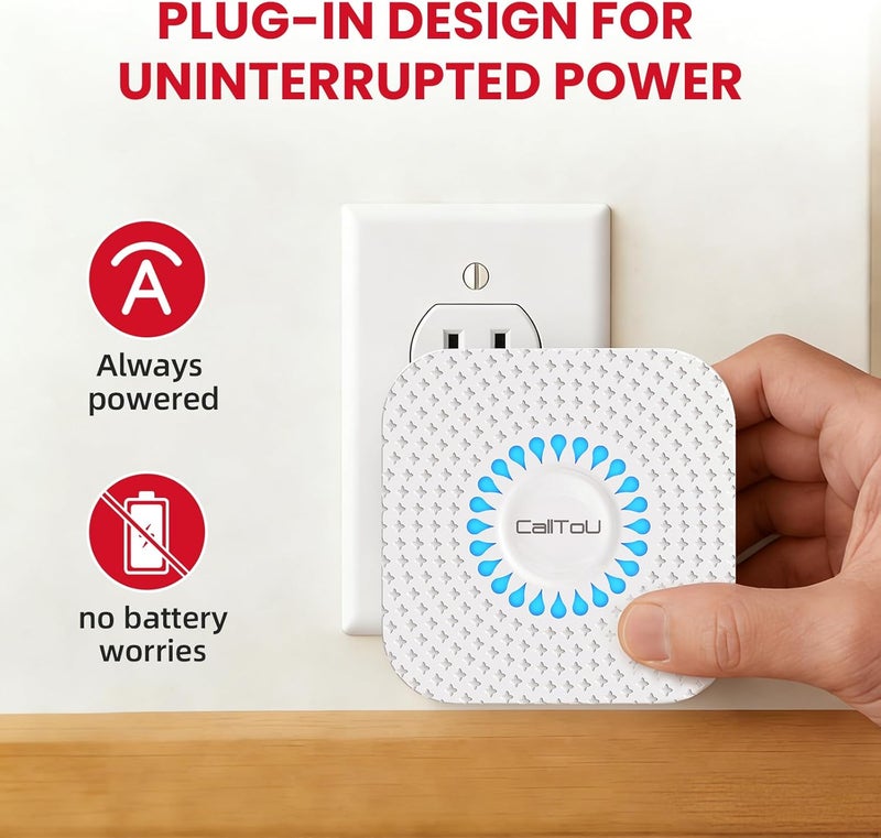 CallToU Wireless Caregiver Pager Waterproof Call Button Vibration Call Button for Elderly at Home Disabled Patient Elderly Monitoring Nurse Calling 2 SOS Call Buttons/Transmitters 500FT 2 Receivers - Image 5