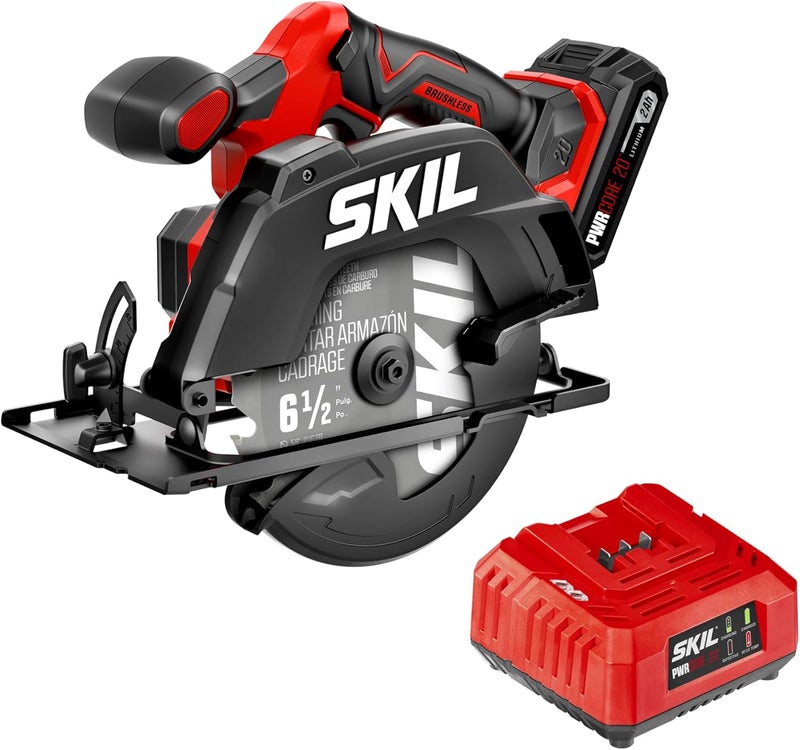 SKIL 20V Brushless 6-1/2In. Cordless Compact Circular Saw Kit for Wood Cutting including 2.0Ah Battery and Charger-CR6413B-11 - Image 1