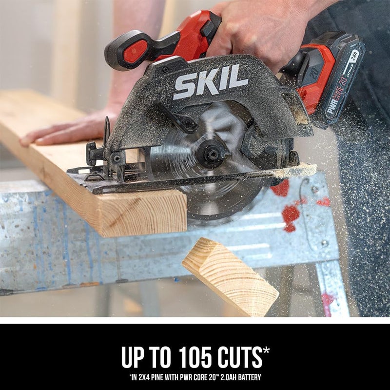 SKIL 20V Brushless 6-1/2In. Cordless Compact Circular Saw Kit for Wood Cutting including 2.0Ah Battery and Charger-CR6413B-11 - Image 2