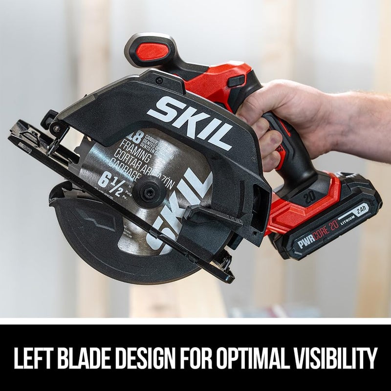 SKIL 20V Brushless 6-1/2In. Cordless Compact Circular Saw Kit for Wood Cutting including 2.0Ah Battery and Charger-CR6413B-11 - Image 3