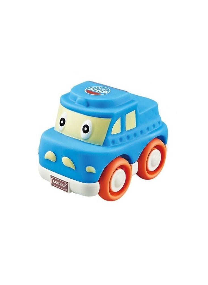 LOVELY Soft Rubber Rattle Cars Baby Toy Set – 0+ Infant Sensory Vehicles with Cute Cartoon Design (Blue & Train) - Image 3
