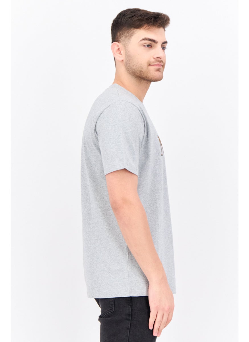 NAUTICA Men Crew Neck Short Sleeve Embroidered T Shirt, Grey Combo  - Image 2