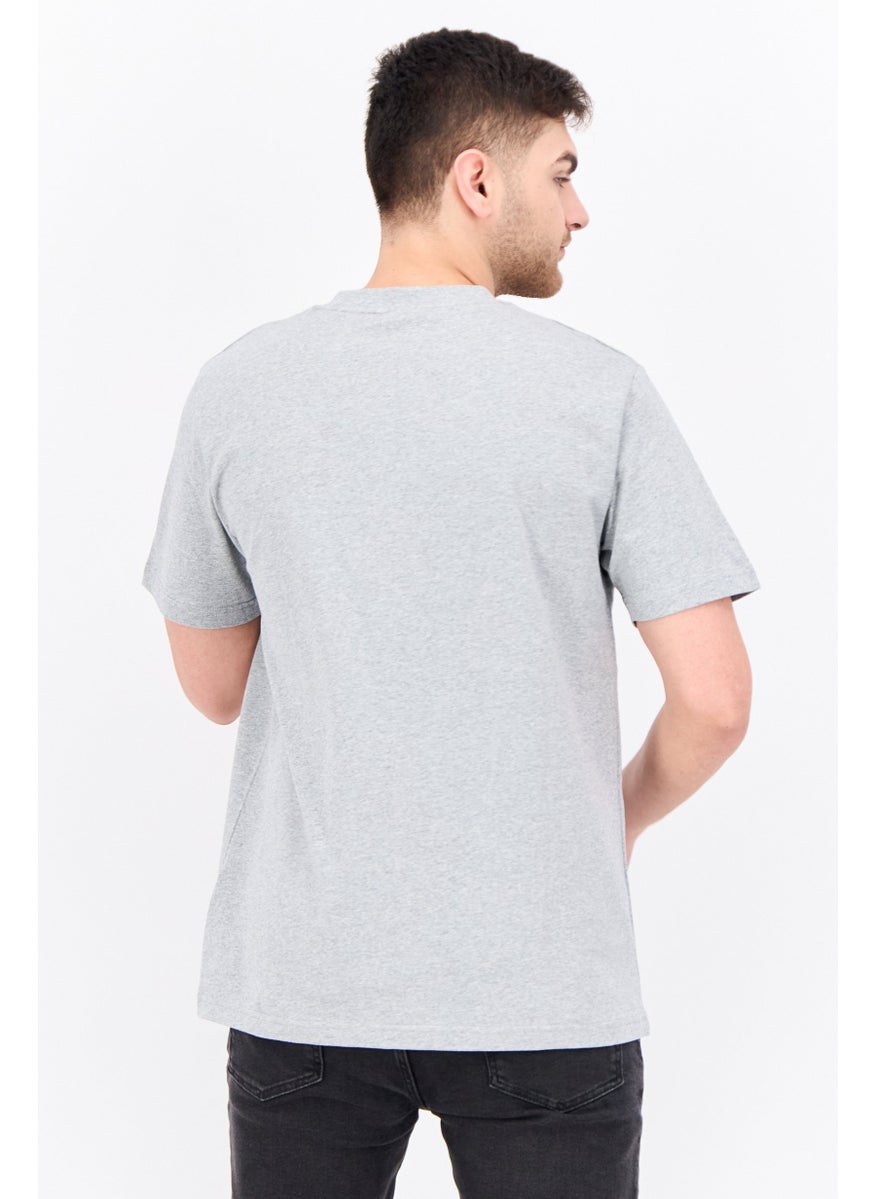 NAUTICA Men Crew Neck Short Sleeve Embroidered T Shirt, Grey Combo  - Image 3