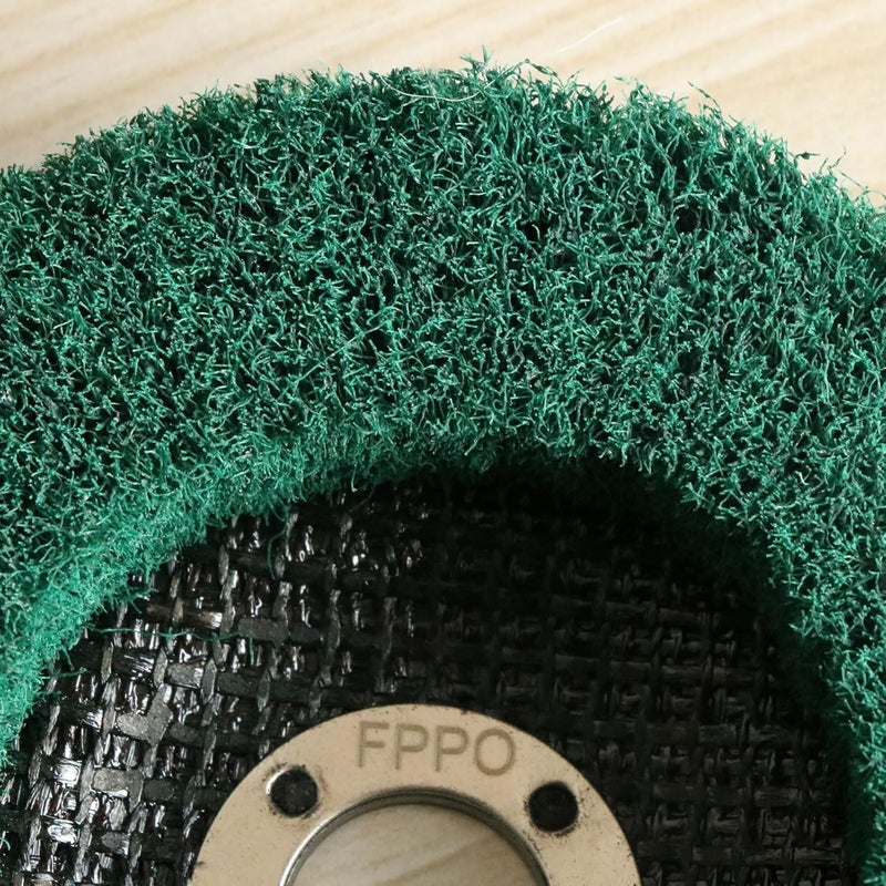 FPPO 5Pcs 4.5" x 7/8" Nylon Fiber Flap Disc Polishing Grinding Wheel,Scouring pad Buffing Wheel for Angle Grinder, Polishing Tools,Abrasive disks for Power-Operated Grinders (Grit 180) - Image 2