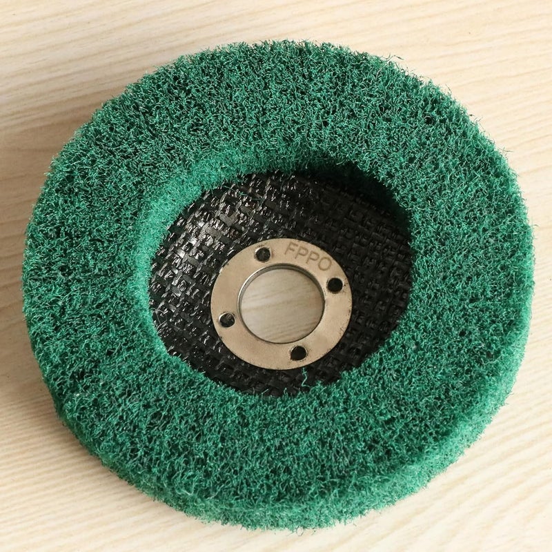 FPPO 5Pcs 4.5" x 7/8" Nylon Fiber Flap Disc Polishing Grinding Wheel,Scouring pad Buffing Wheel for Angle Grinder, Polishing Tools,Abrasive disks for Power-Operated Grinders (Grit 180) - Image 4