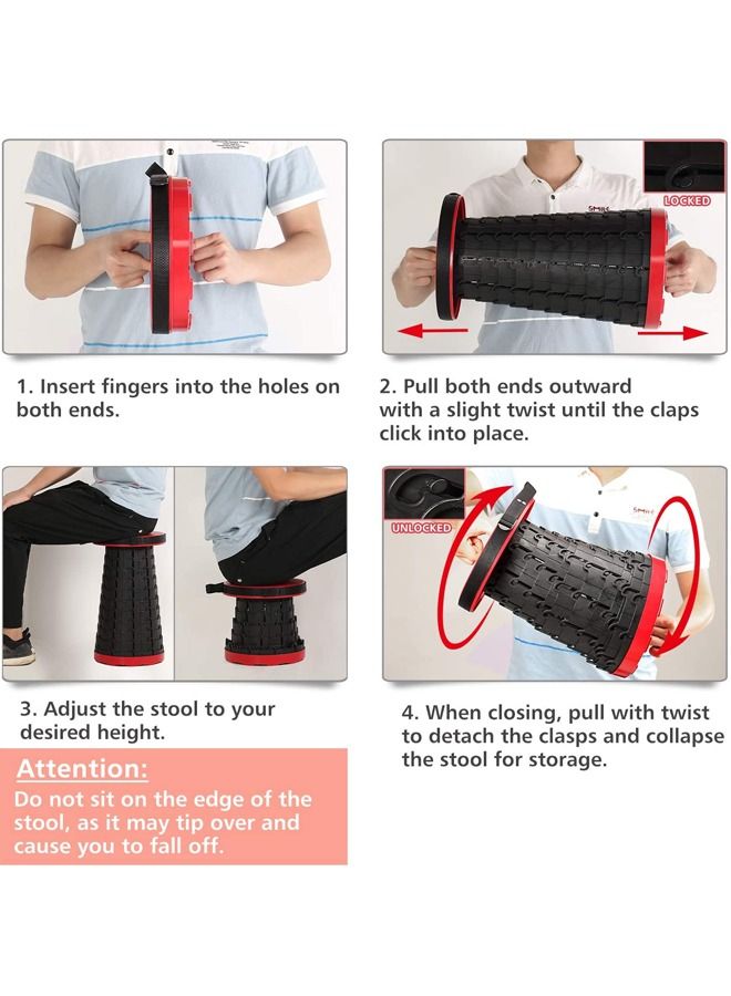 PADOM Upgrade Version Portable Telescoping Stool Retractable, Bearing 180Kg, Hight Adjustable Easily, Folding Stool For Garden Camping Stools Fishing Hiking Traveling Bbq, Patent Design - Image 4