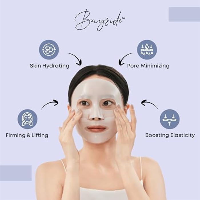 Bayside Collagen Face Mask | Hydrating Beauty Skincare Face Mask for Glass Skin, Revitalizing Overnight Collagen Facial Mask for Wrinkles, Selfcare Sheet, Moisturizing Facial Skin Care Product for Women & Men - Image 3