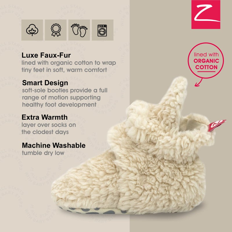 Zutano Unisex Furry Baby Booties with Grippers, Organic Cotton Lining, Baby Registry Must Haves, Oat Furry, 24 Months - Image 4