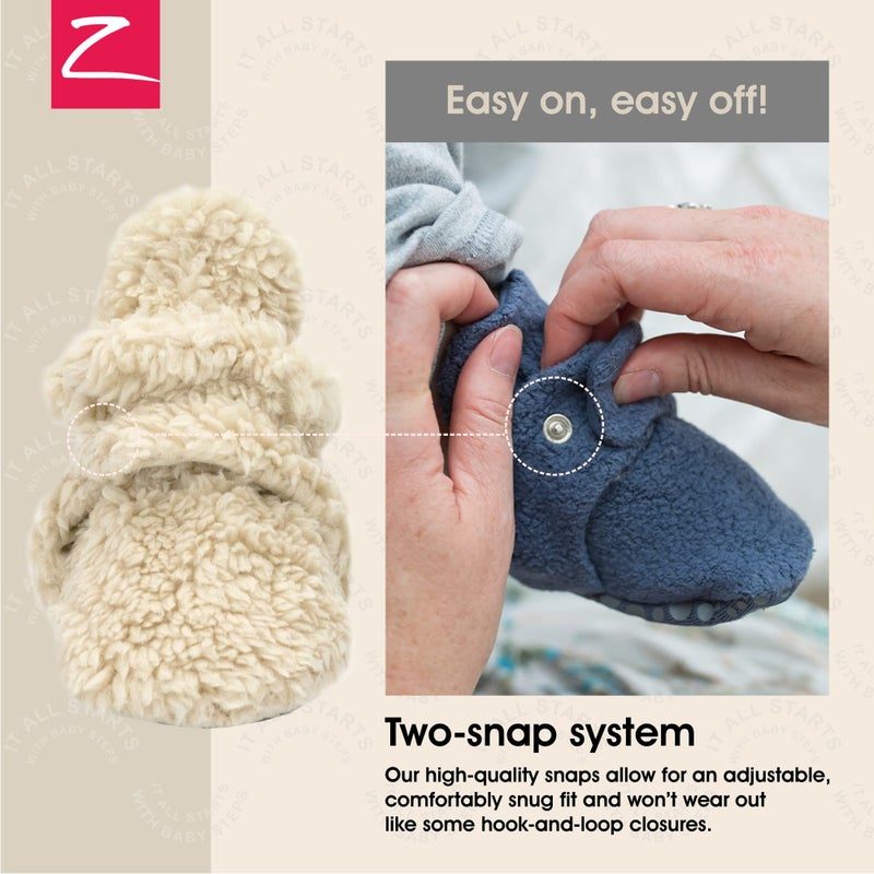 Zutano Unisex Furry Baby Booties with Grippers, Organic Cotton Lining, Baby Registry Must Haves, Oat Furry, 24 Months - Image 3