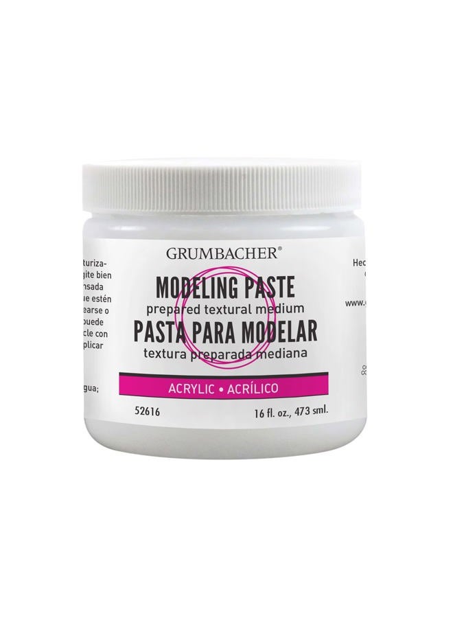 Grumbacher Hyplar Modeling Paste Artists' Acrylic & Oil Paint Medium, 16 oz. Jar, Package may vary - Image 1
