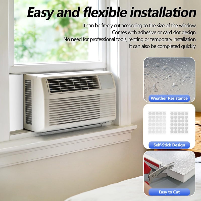 YIYAO Window AC Insulation Kit - Foam Seal Panels for Air Conditioner, Blocks Cold & Heat Leaks, All Season Weather Stripping (Summer/Winter) - Image 4