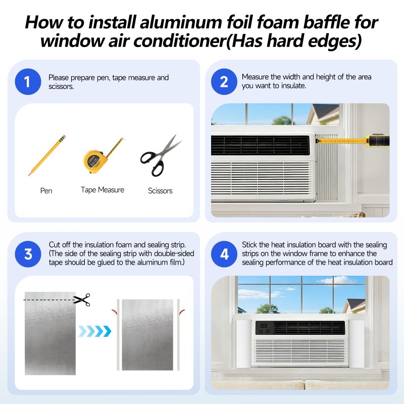 YIYAO Window AC Insulation Kit - Foam Seal Panels for Air Conditioner, Blocks Cold & Heat Leaks, All Season Weather Stripping (Summer/Winter) - Image 5