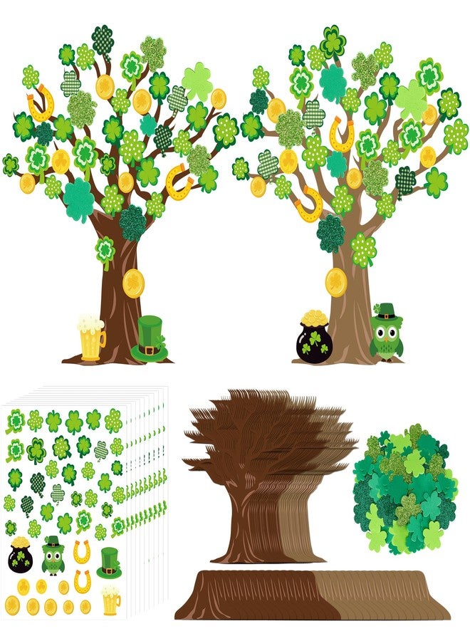 Bafeil 30 Set St. Patrick's Day Trees Craft Kits Make Your Own DIY Tree Decoration Irish Saint Patrick Day Shamrock Sticker Art Craft for St Patricks Day Classroom Home Activity Party Favor Supplies - Image 1