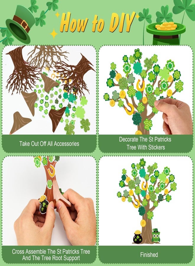 Bafeil 30 Set St. Patrick's Day Trees Craft Kits Make Your Own DIY Tree Decoration Irish Saint Patrick Day Shamrock Sticker Art Craft for St Patricks Day Classroom Home Activity Party Favor Supplies - Image 4