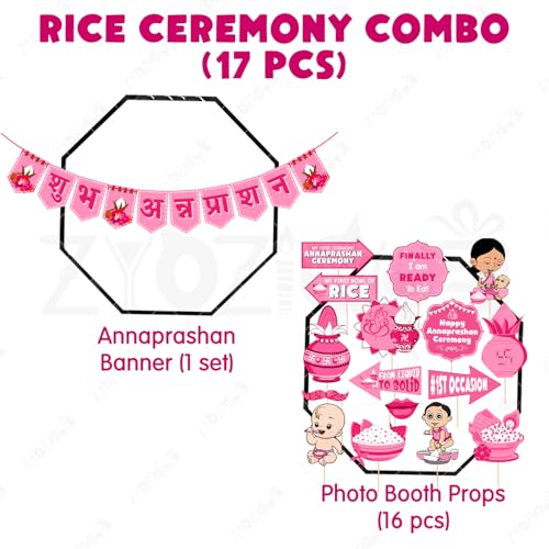 Zyozique® Shubh Annaprashan Ceremony Paper Banner & Photo Booth Props| Baby Annaprashan Backdrop Decorations Kit (Pack Of 17) - Image 2