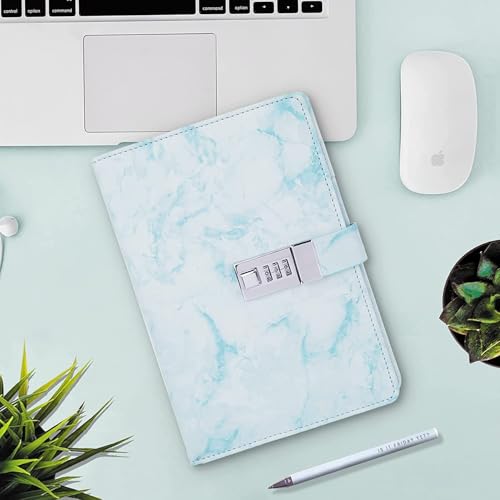 AMENDAS Waterproof Leather Marble Diary with Lock Refillable Secret Journal with Lock and Cute Notebooks, Password Girls Diary with Combination Lock - Image 2